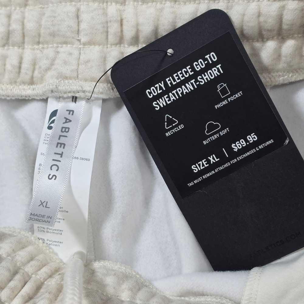 NEW Fabletics Jogger Sweatpants Womens XL Cream NWT Fleece Pockets Comfy Fleece - Picture 7 of 7